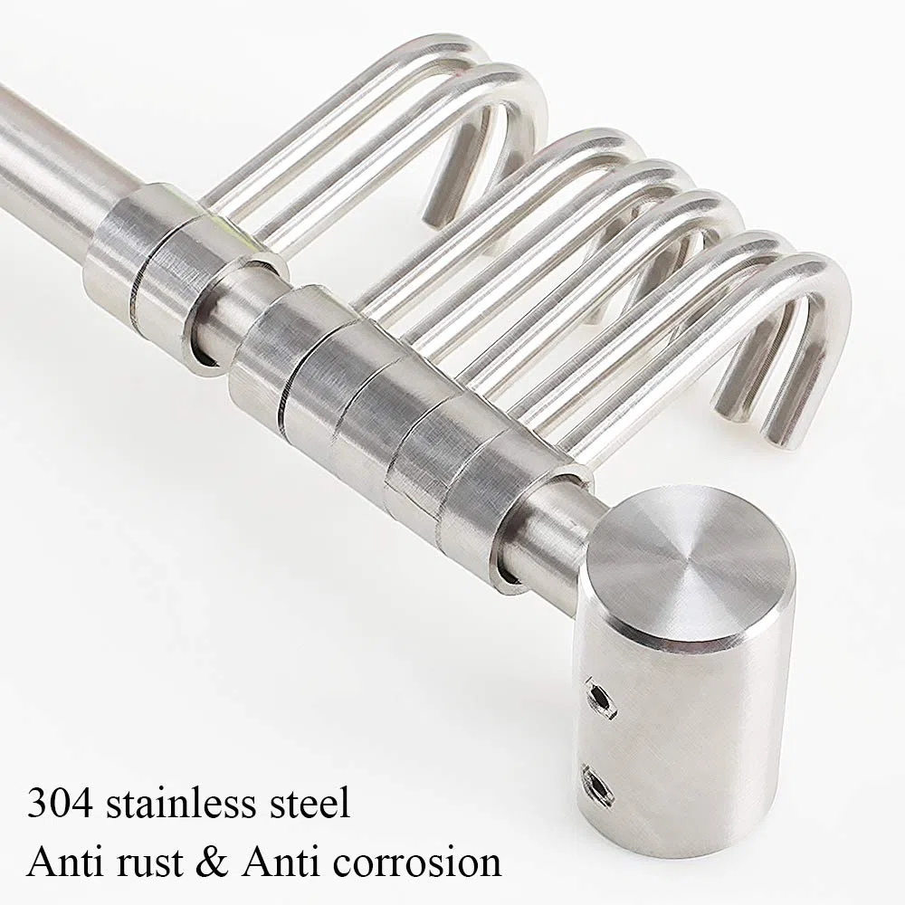 NACTECH Porta Utensili da Cucina Bagno in Acciaio Inox Barra Porta Mestoli, Padelle, Tazze, Ombrelli, con 7 Gancio Mobili Binario da Parete