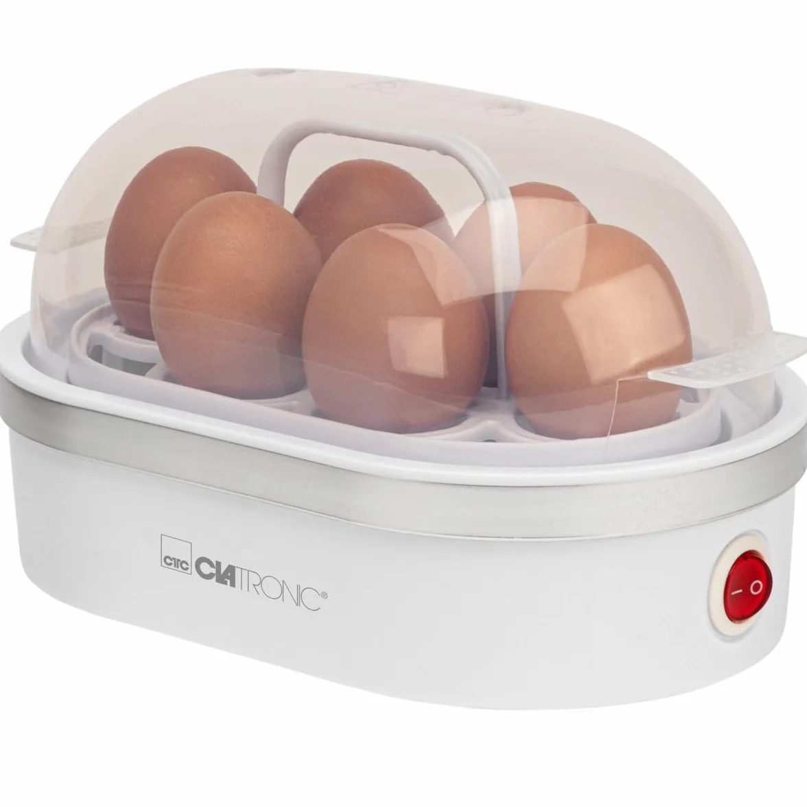 Clatronic EK 3497 Bollitore Uova, Bianco/Argento