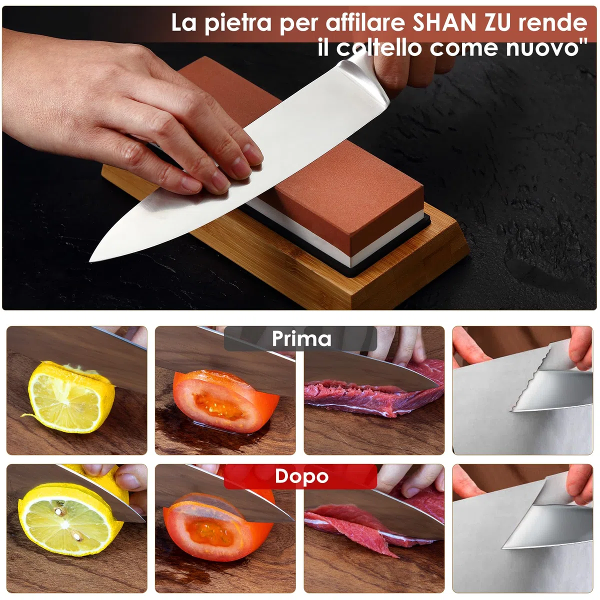 SHAN ZU Pietra Affilacoltelli, 1000/6000 Grana Giapponese Pietra per Affilare Coltelli, 2-in-1 Pietra Affilatura Professionale con Guida Angolare & Supporto in Silicone Antiscivolo