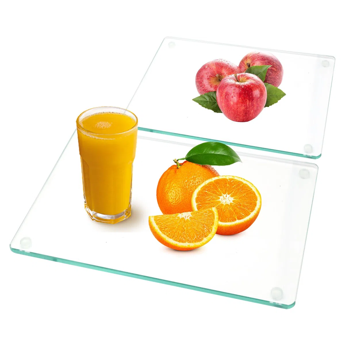 2Pcs Tagliere in vetro temperato,tagliere trasparente,Tagliere in vetro da cucina,con piedini in silicone antiscivolo,esistente al calore e ai graffi,per piano di lavoro cucina,tavolo(40*30cm+30*20cm)