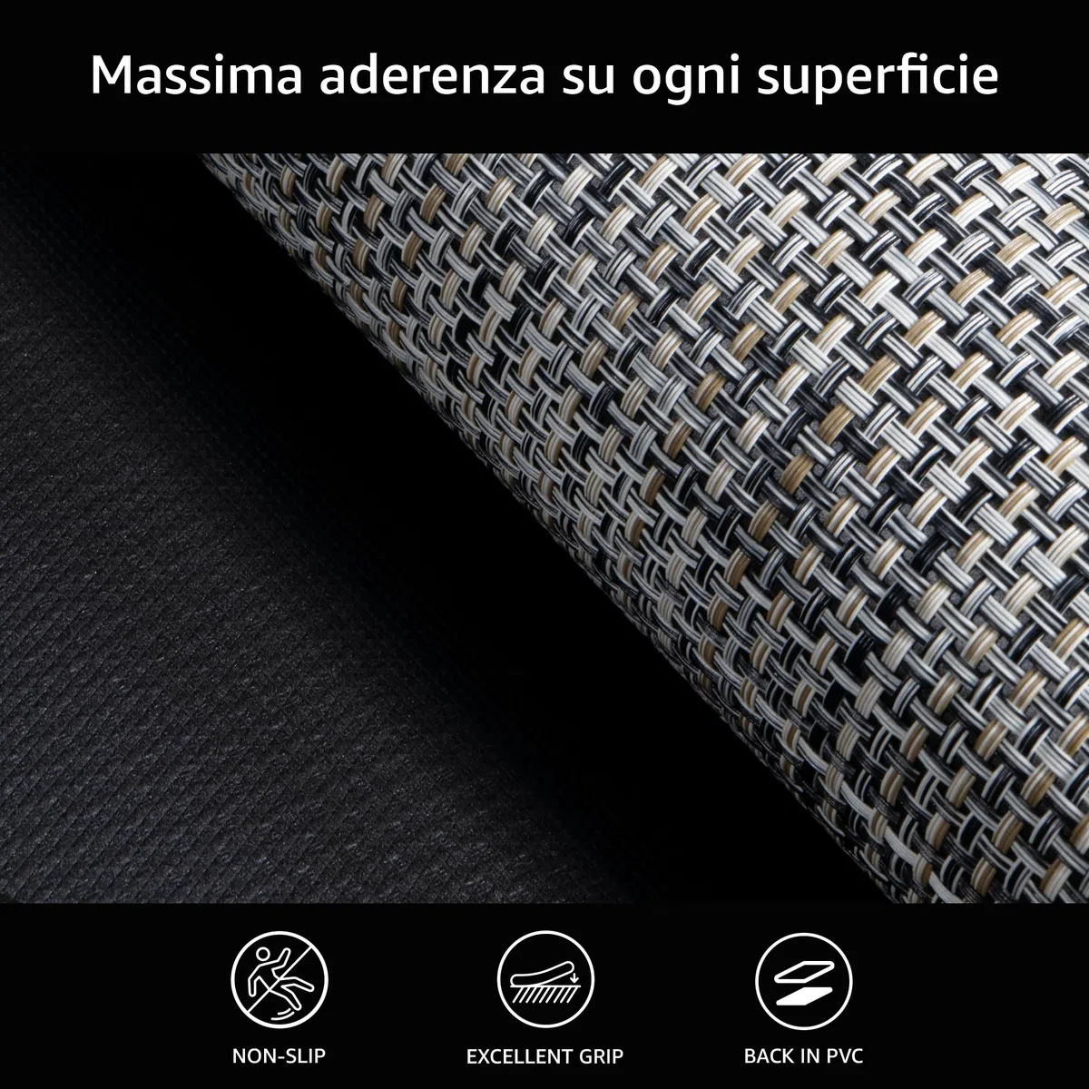 Comart - Tappeto Cucina Manhattan - Impermeabile - Antiscivolo - Antimacchia - PVC Intrecciato - Passatoia Effetto Metallico Cangiante - per Corridoio, Cucina e Bagno - Pumice Grey - 50x140 cm