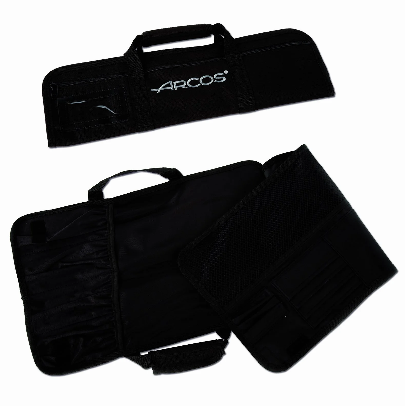 Arcos Knives Storage Roll Bag - Utensile Professionale Knives Roll Bag per capacità 4 Pezzi - 100% Poliestere 460 x 275 mm 1200 mm - Colore Nero (COLTELLI Non Inclusi)