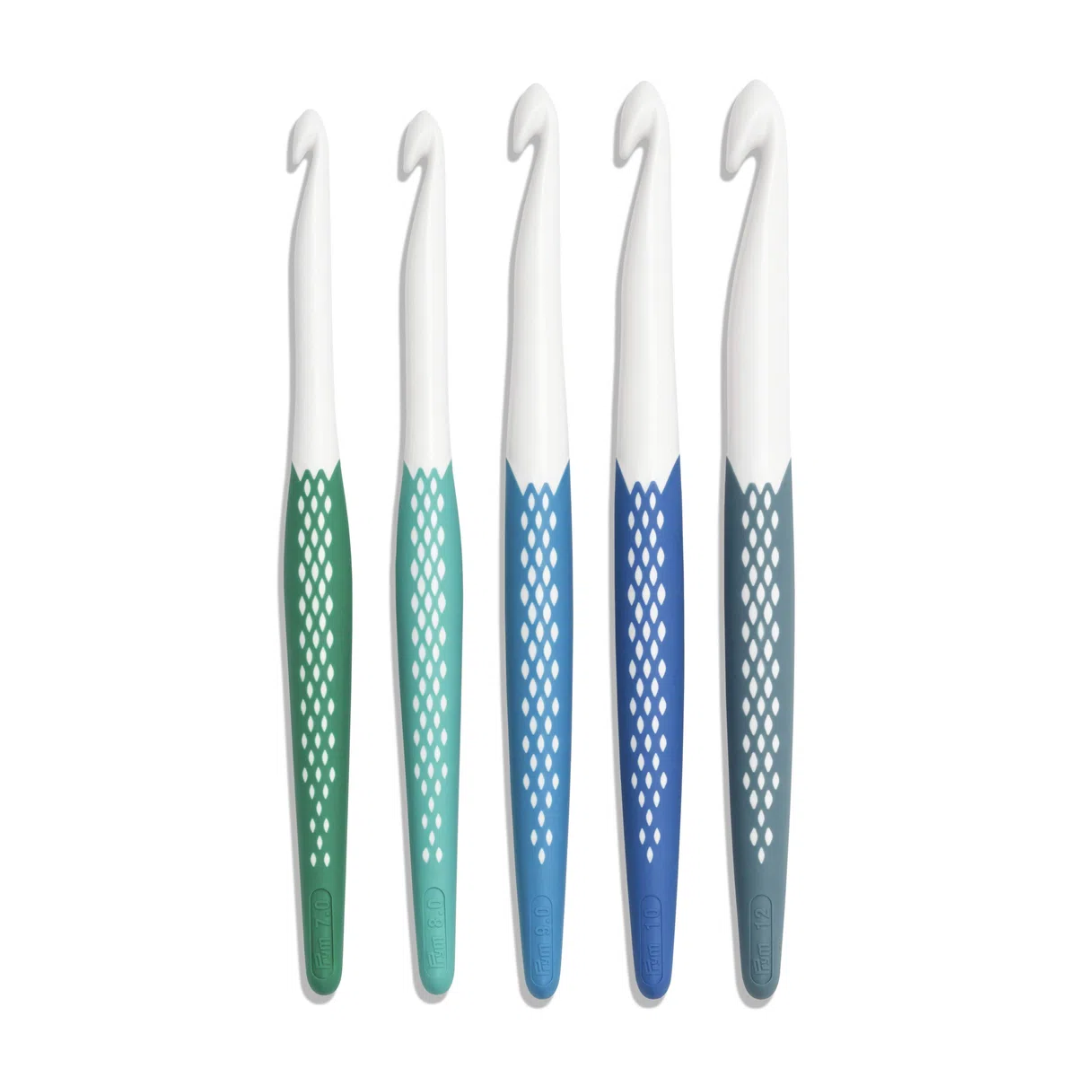 Prym 218441-Set, 7,0-12,0 mm 218441-1-Set di uncinetti per Lana ergonomici 7,00-12,00 mm x 1, Bianco, 12 mm