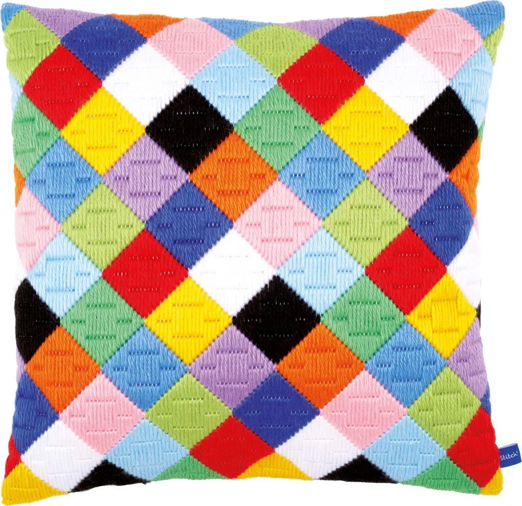 VERVACO Kit Gobelin Cuscino Set Ricamo Principianti Diamanti Colorati Mezzo Punto Lungo Kit Hobby Creativi Adulti ca. 40 x 40 cm Ricamo Punto Croce Prestampato Cuscini Decorativi Divano