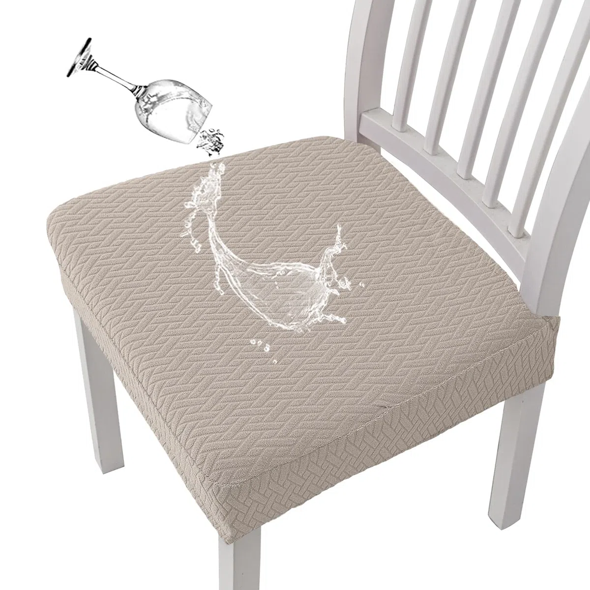 Coprisedili per sedie Impermeabili in Jacquard con Reticolo Elasticizzato 1/2/4/6 Pezzi Coprisedie per sedie da Pranzo Coprisedie per Cucina (Cachi,4 PCS)