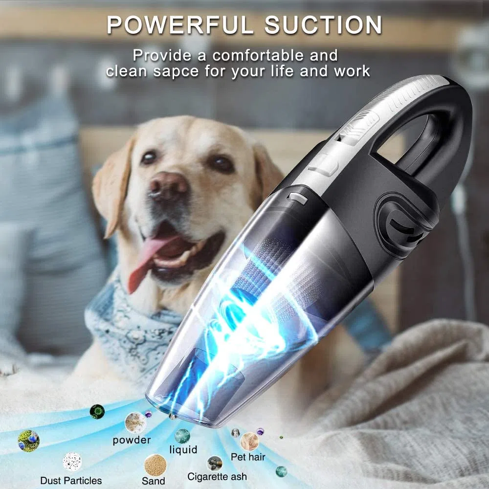 URAQT Aspirabriciole Senza Fili, Aspirapolvere Auto Potente 120W 4.5k PA Umido e Secco 30 Minuti di Lavoro Aspirabriciole Ricaricabile, Bbuono per Casa, Auto, Ufficio
