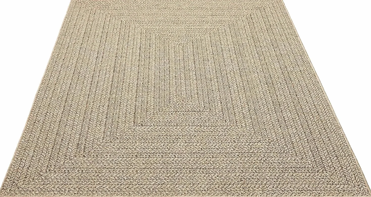 Mias Teppiche Kinsley - Tappeto robusto per interni ed esterni, effetto iuta naturale, resistente alle intemperie, adatto per terrazza e giardino