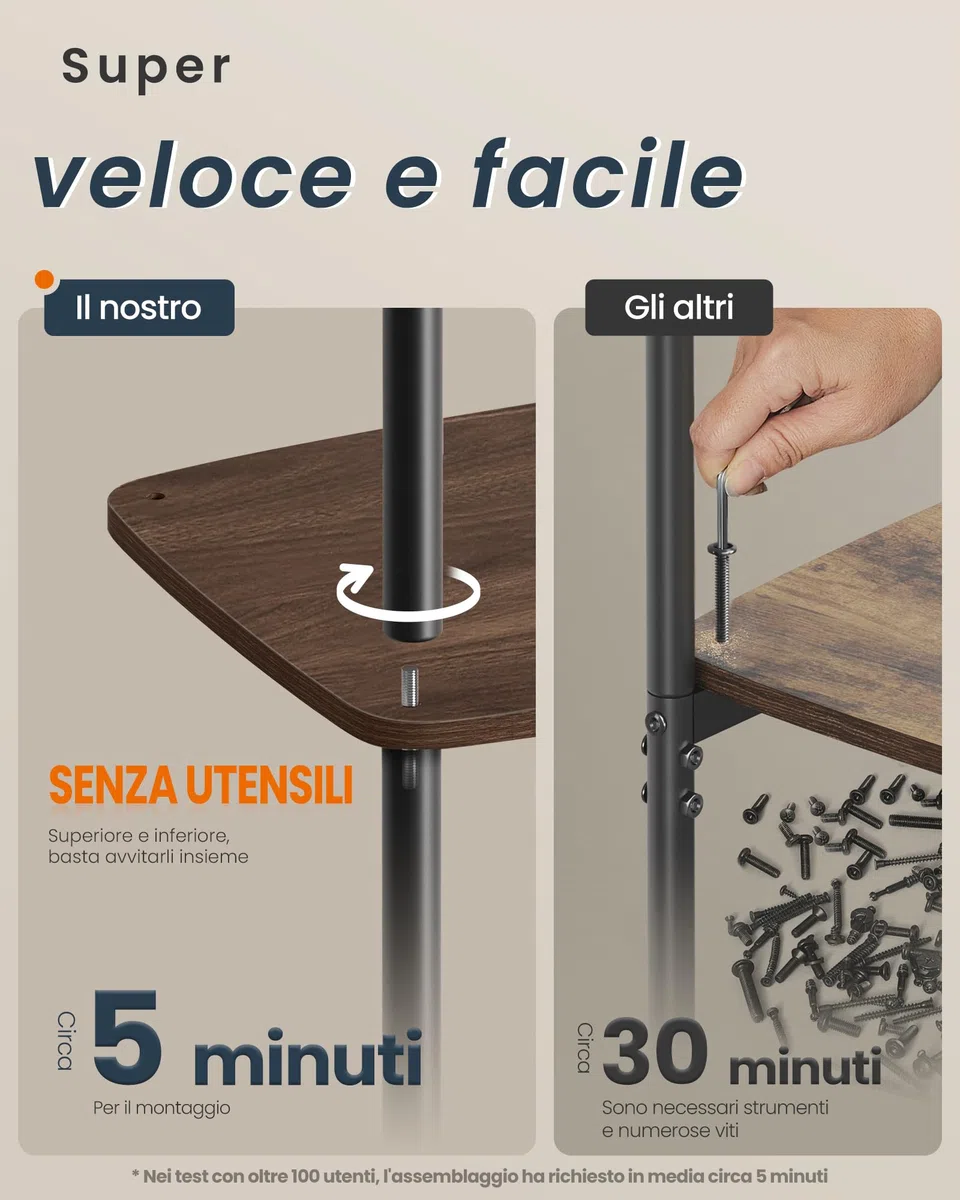 SONGMICS HOME Tavolino, Comodino, 3 Ripiani, Cestino in Tessuto, per Camera da Letto, Soggiorno, Struttura in Acciaio, 30 x 34 x 58 cm, Moderno, Noce Naturale LET286K01