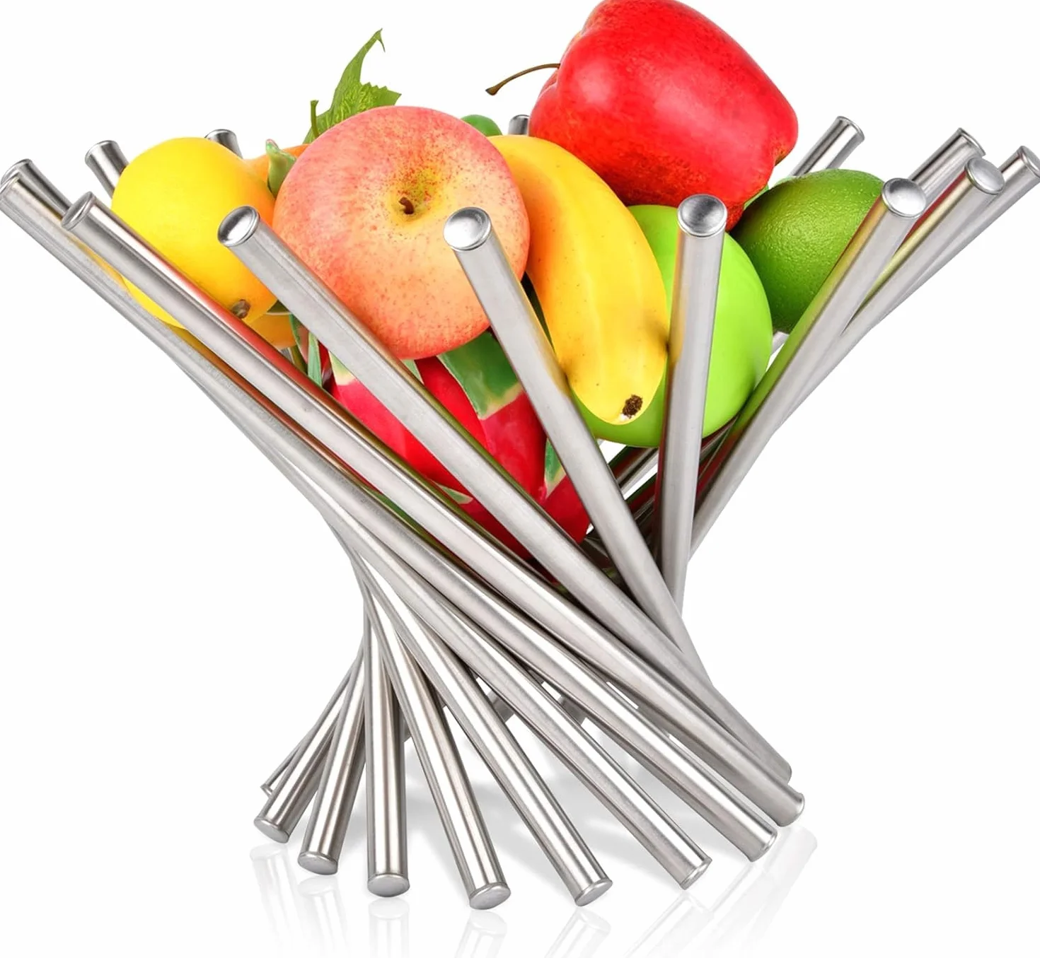Ciotola per Frutta per Bancone Della Cucina, Grande Cesto di Frutta Morden Supporto per Tavolo Centrotavola Ciotole Decorative per Frutta in Acciaio Inox Supporto per Frutta Creativo Decorazione