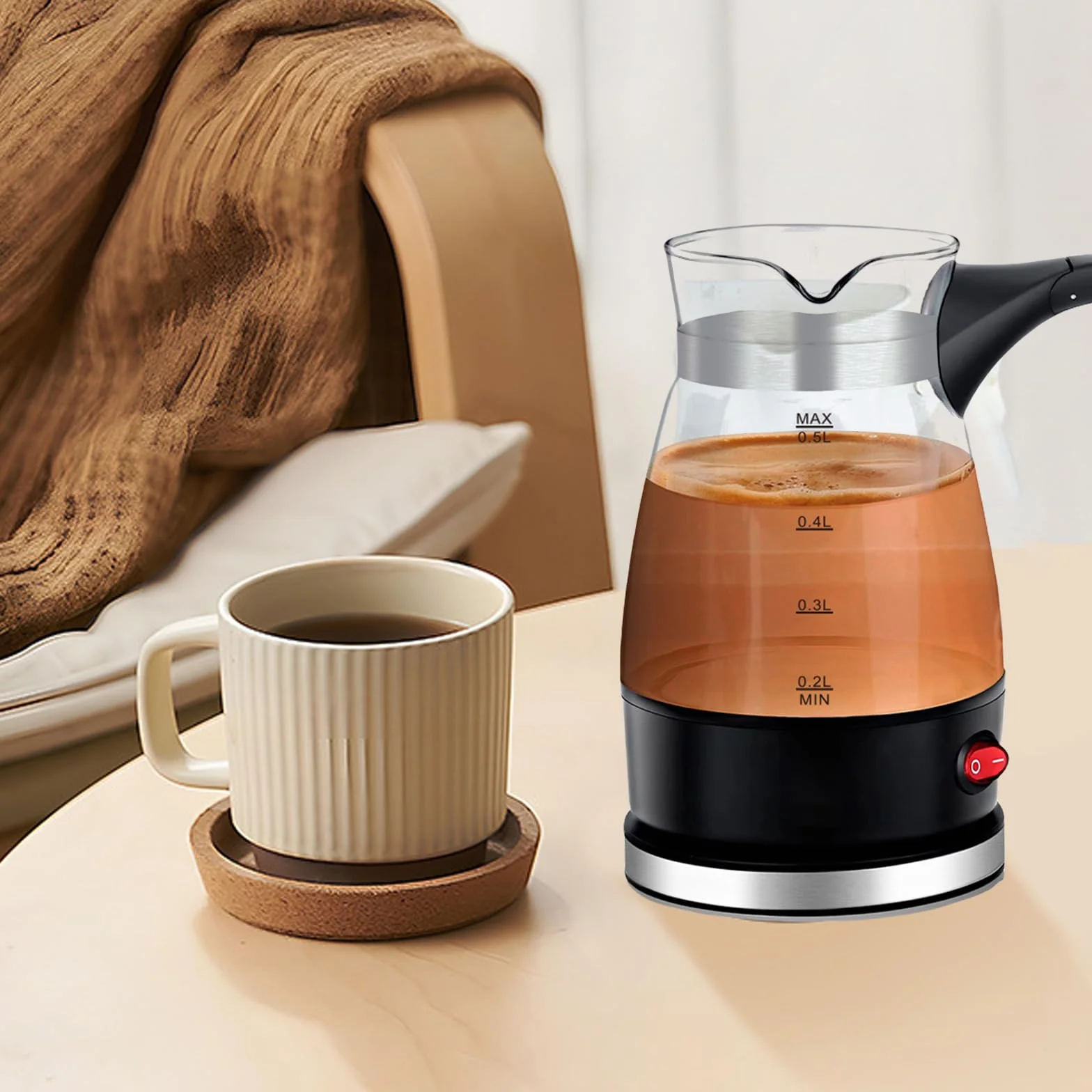 Caffettiera elettrica turca, caffettiera turca, 600 ml, turco, caffettiera elettrica turca, teiera, caffettiera per caffè da campeggio, caffettiera turca