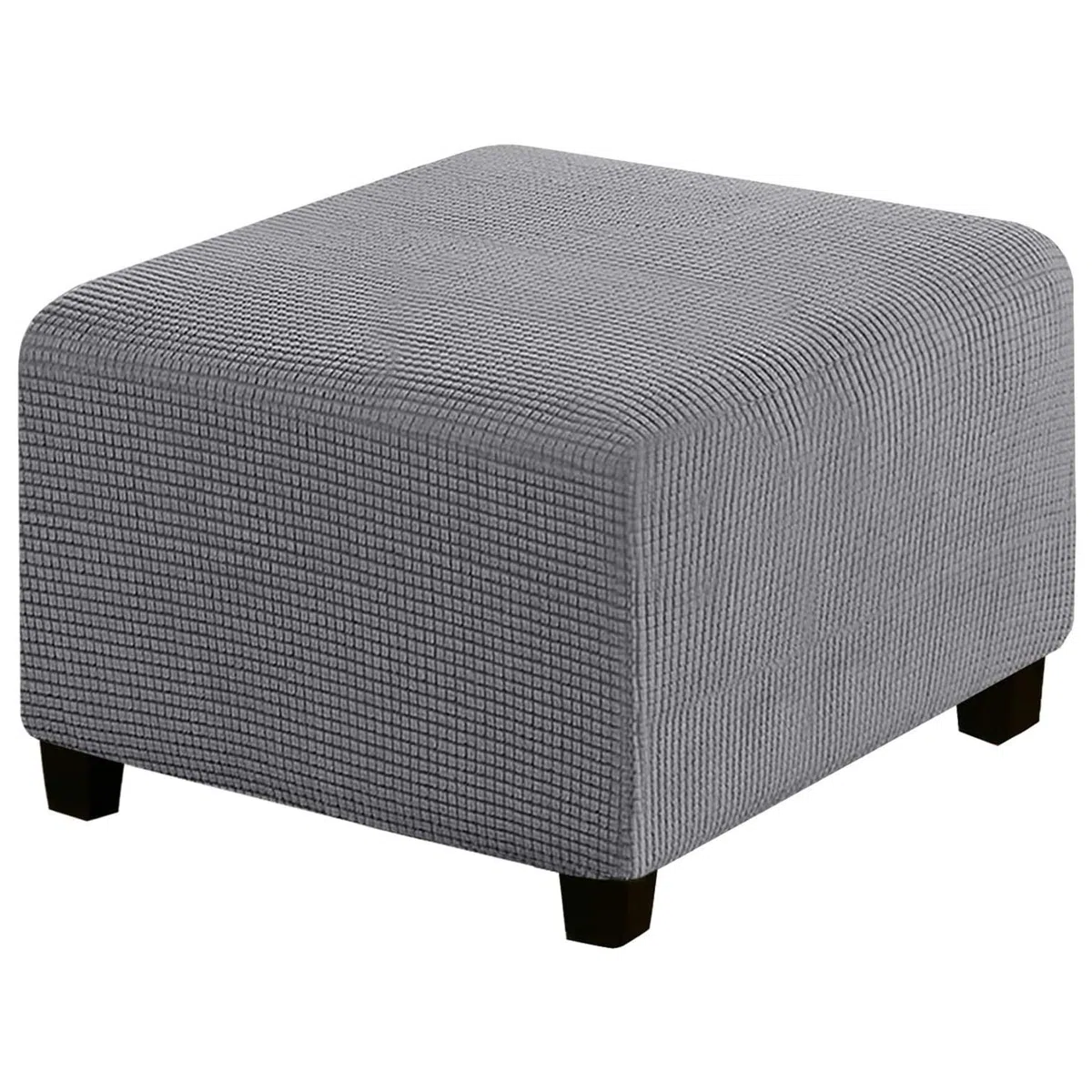 Copri Pouf Elasticizzato, Copridivano, Copertura Dell'Ottomano In Tessuto Elastico Fodera Per Rivestimento Jacquard (Grigio,Large)