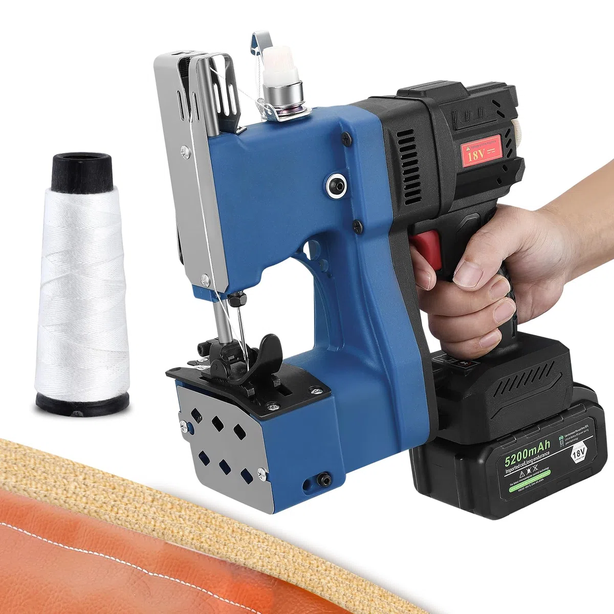 Macchina da cucire senza spazzole per sacchetti 5s/sacchetto Macchina da cucire portatile per impieghi gravosi per sacchetti in tessuto,magazzini di pelle e di imballaggio agricoli