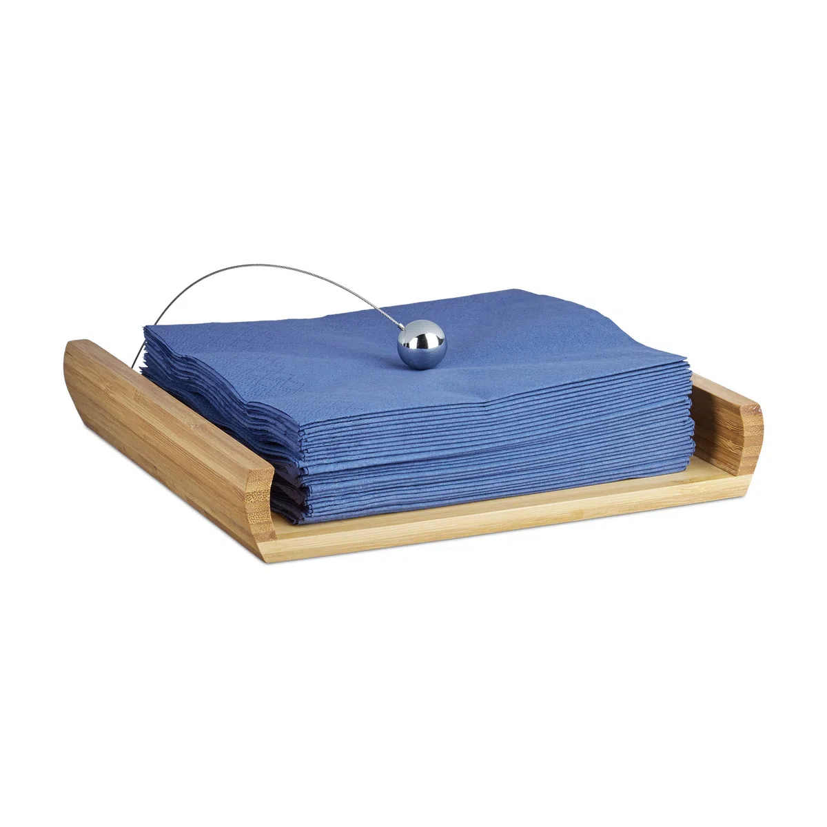 Relaxdays Portatovaglioli in Bambù, Sfera come Peso, in Legno, Porta Salviette da Tavolo, HLP 3,7x21,7x21,7 cm, naturale