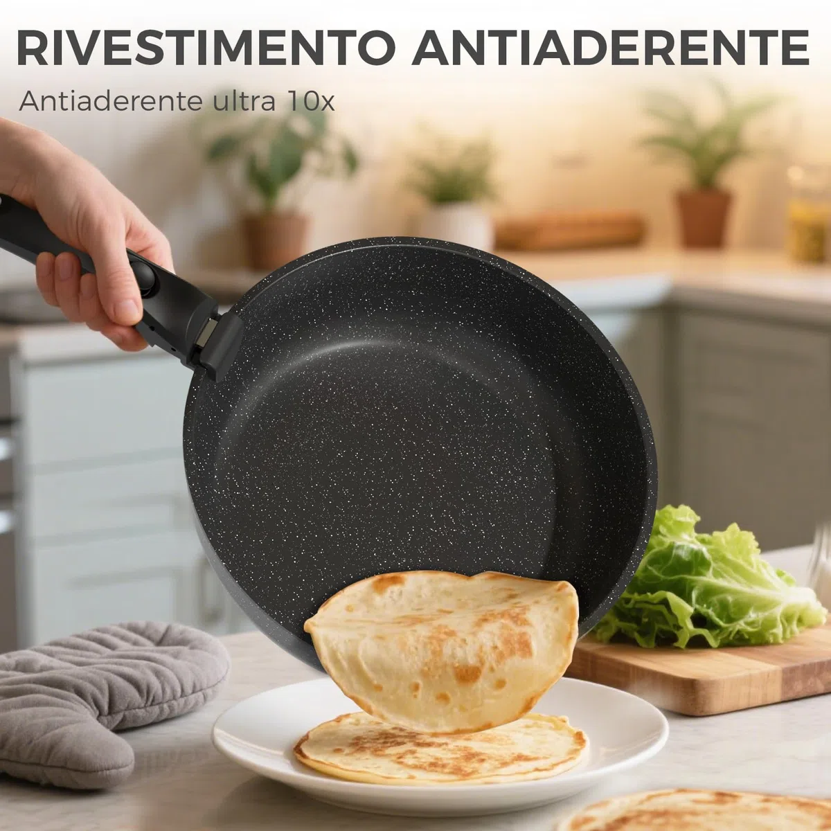 YASHE Set da cucina 15 pezzi, pentole e padelle con rivestimento antiaderente in granito, manici rimovibili, impilabili, facili da pulire, compatibili con induzione, gas e vetroceramica