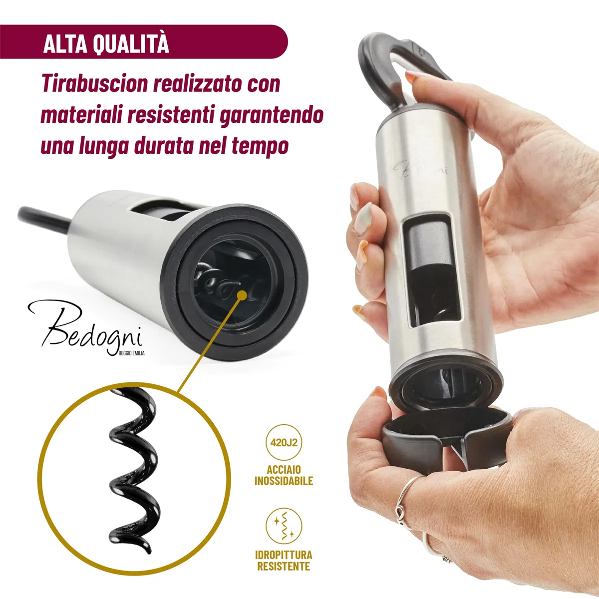 Cavatappi Apribottiglie Vino e Birra con Stappa Bottiglie Magnetico e Taglia Capsule - Regalo donna - Regalo Uomo