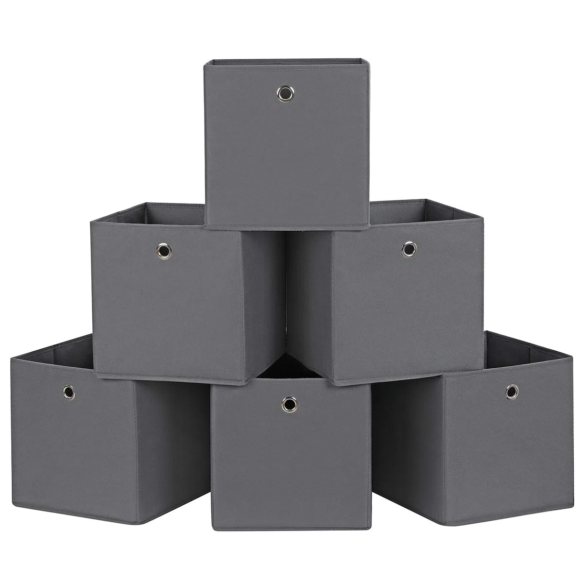 SONGMICS Scatola Portaoggetti, Tessuto, Grigio, 30 x 30 x 30 cm