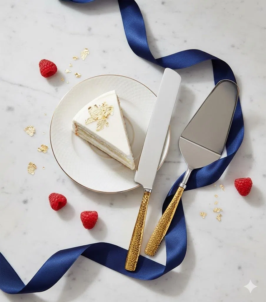 Set di coltelli da torta in ottone martellato e acciaio inossidabile per torte e server per matrimoni feste a casa anniversari pasticceria servire e coltelli set