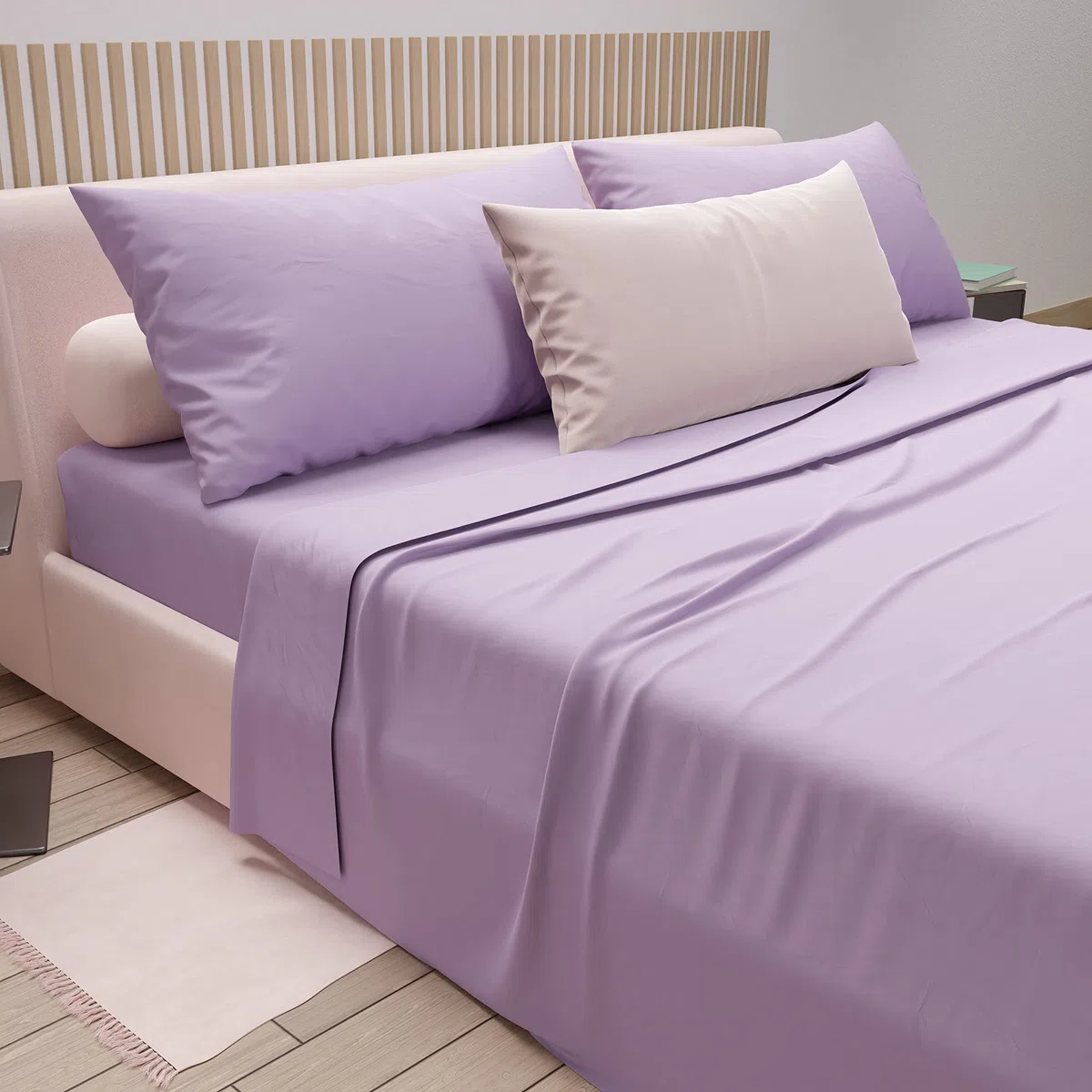 PETTI Artigiani Italiani - Set Lenzuola Cotone Singolo 3 Pezzi, Completo Letto con Lenzuolo Sopra, Lenzuolo Sotto con Angoli Elasticizzati e 1 Federa Lenzuola Lilla