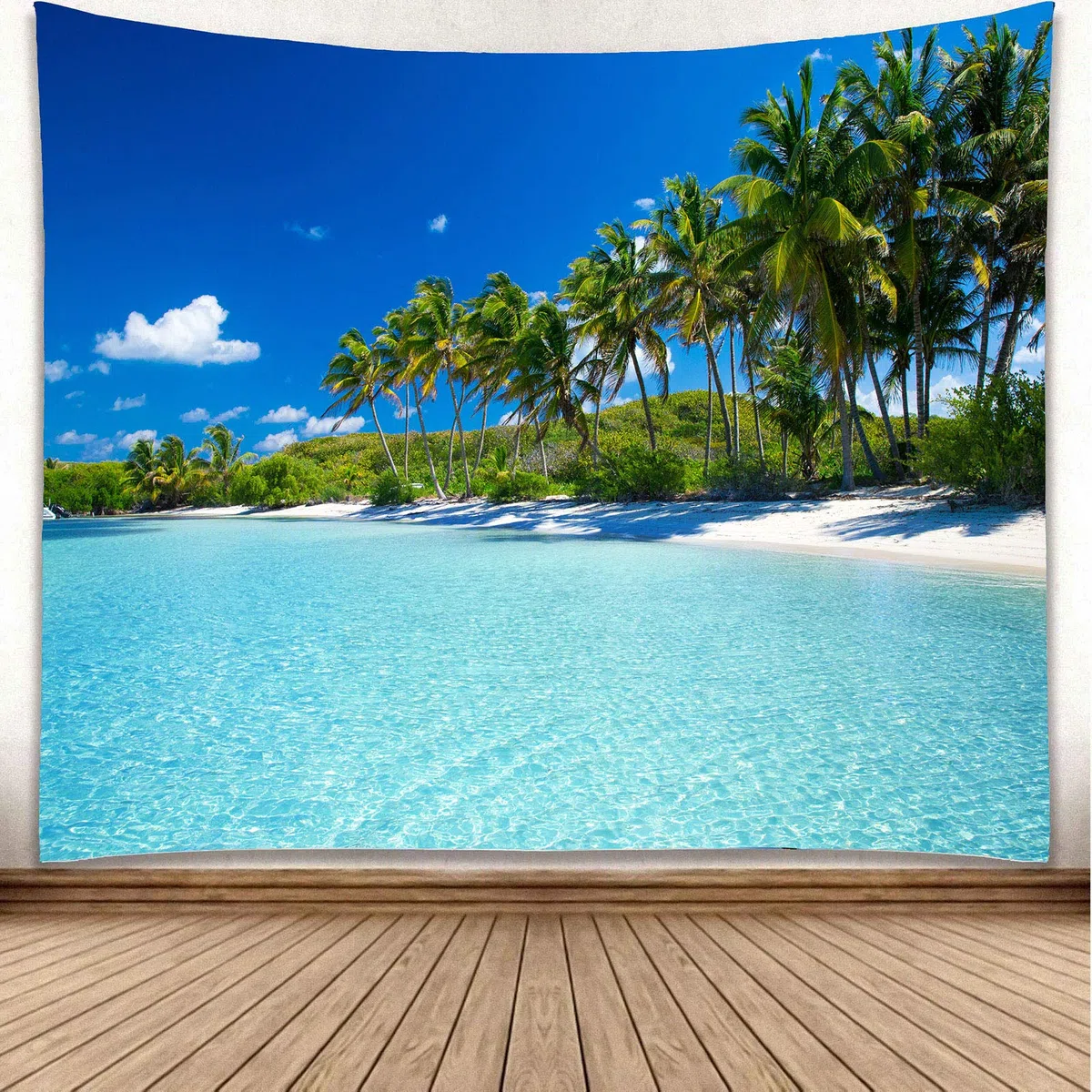 YISURE Arazzo extra large da spiaggia oceanica 274 x 203 cm, blu cielo trasparente piscina d'acqua oceano arazzo da parete 274 x 203 cm