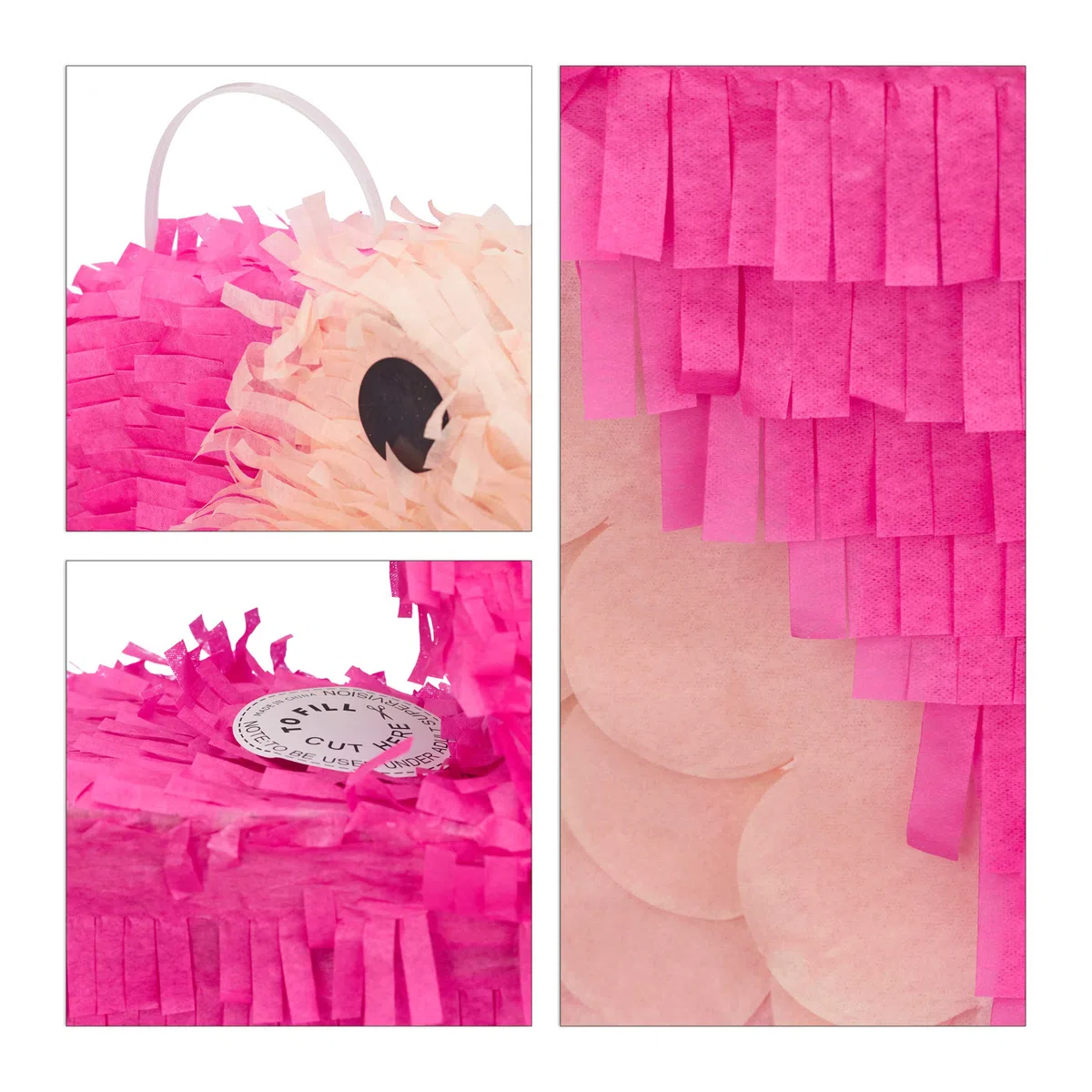 Relaxdays 10022567 Pignatta Fenicottero da Riempire, per Feste di Compleanno Bambini, HxLxP: 80 x 40 x 14 cm, Rosa-Fucsia