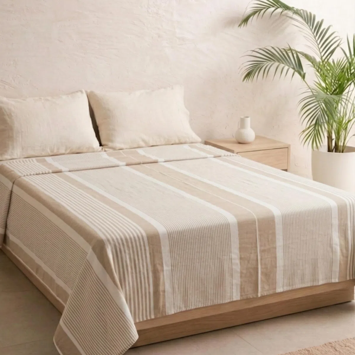 MOMOMUS Copriletto Matrimoniale Estivo e Telo Copridivano 3 Posti - Leggero, Morbido e Fresco - Ideale come Plaid Matrimoniale, Coperta Estiva e Telo Copritutto - Beige, 230 x 260 cm