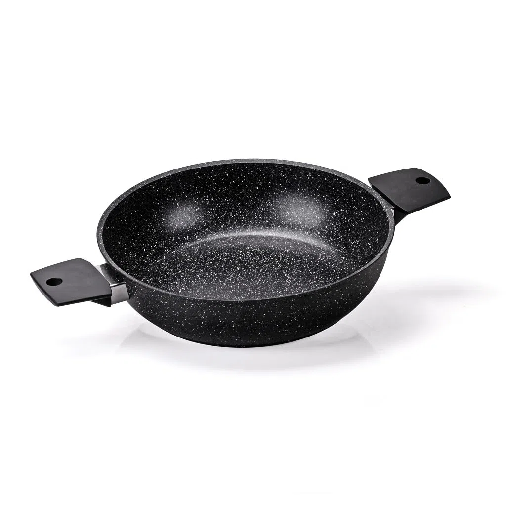 MONETA Set Pentole Induzione 8 Pezzi Magnolia Stone Black, Batteria Pentole Antiaderenti con Padelle 20 24 cm Tegame 28 cm Casseruole con Coperchi, Fondo Full Induction