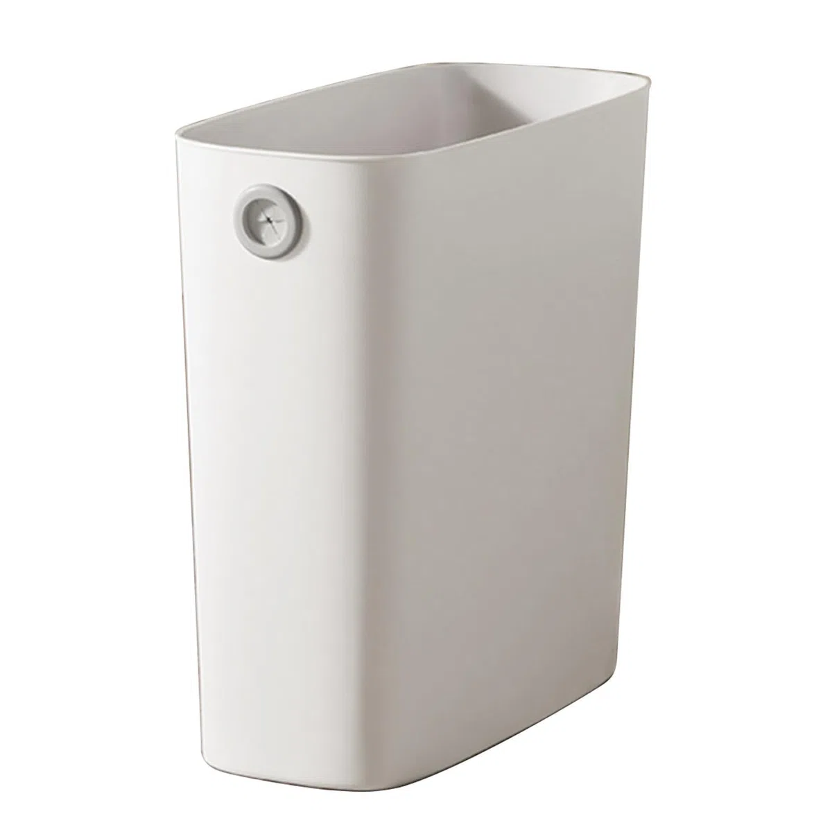 Cestino della spazzatura rettangolare in plastica ultra sottile, piccolo, per il bagno, con coperchio aperto, per ufficio, camera da letto, cucina, adatto per spazi ristretti (Bianco)