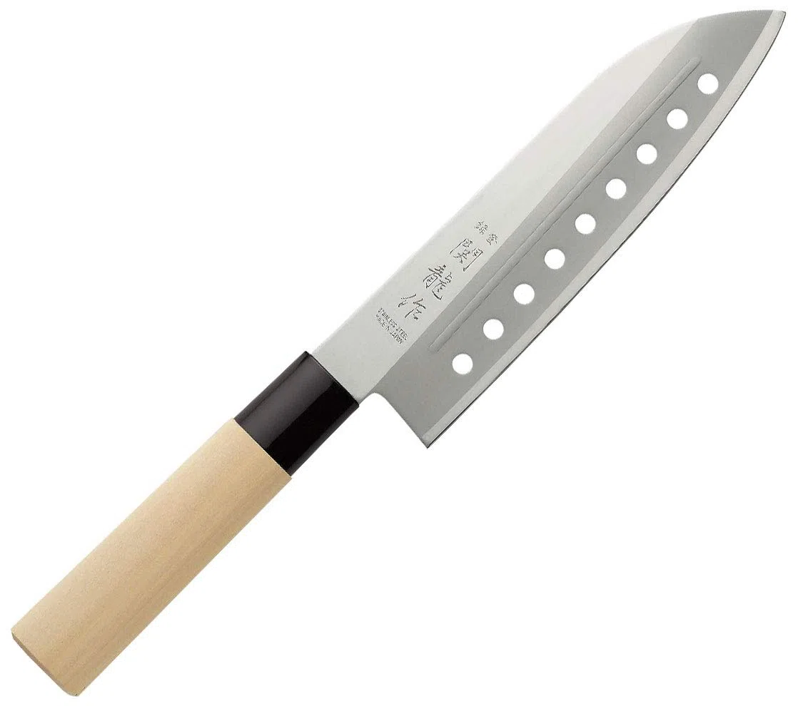 Coltello Giapponese Sekiryu, Acciaio Inox, 165mm Santoku w/ holes