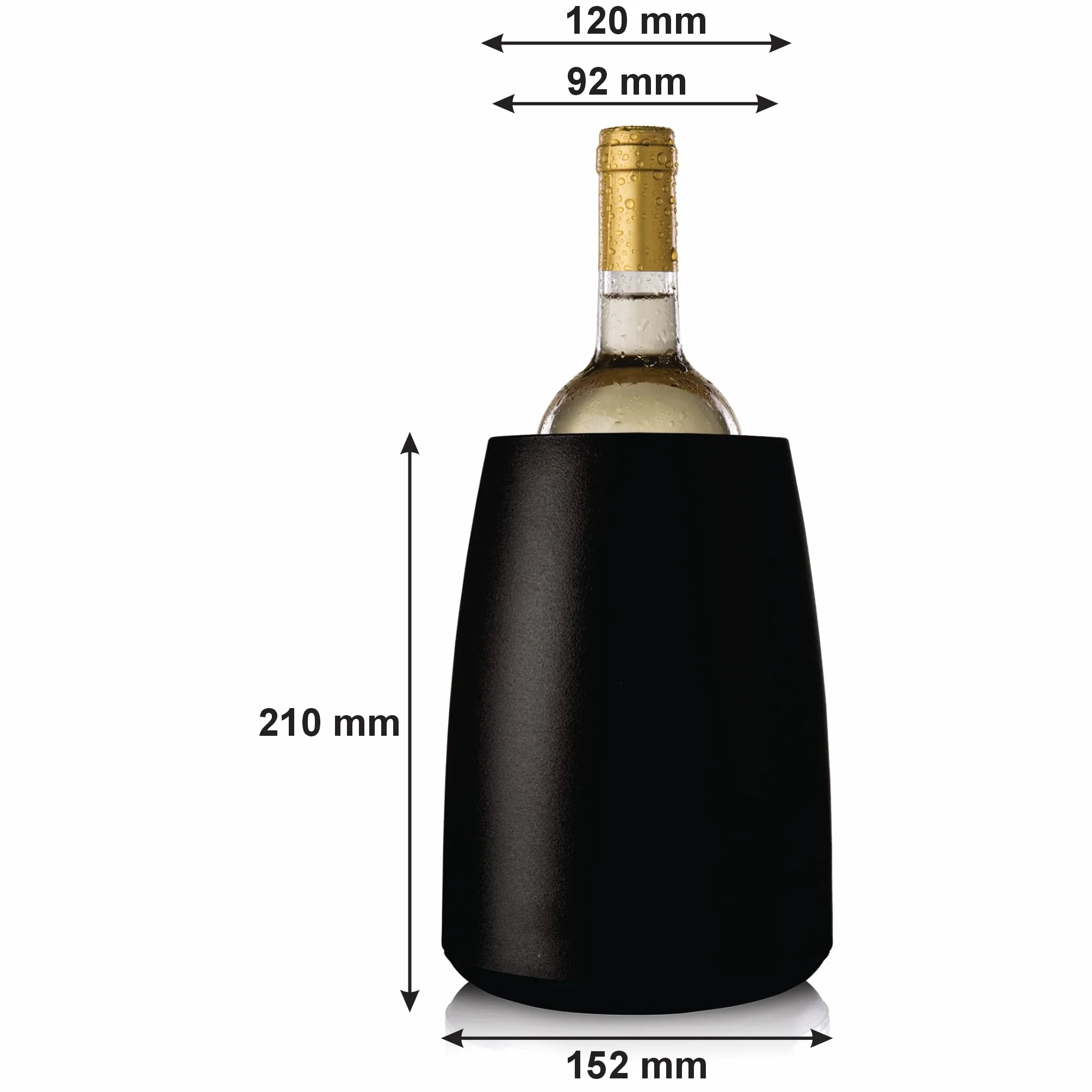 Vacu Vin Raffreddatore per Vino - Acciaio Inox - Glacette Riutilizzabile per Bottiglie di Vino Standard - Nero