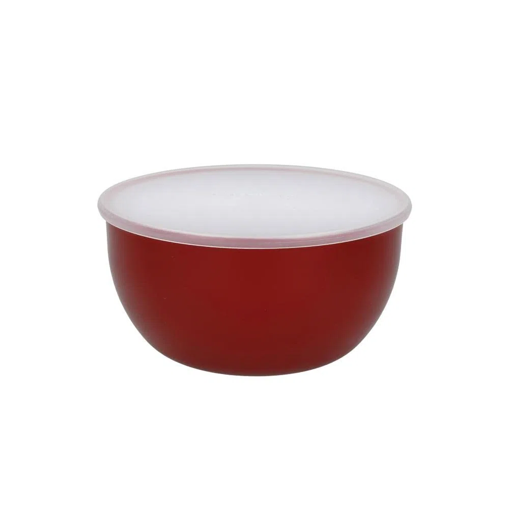 KitchenAid Insalatiere in Plastica con Coperchio, Rosse, Set 4 Ciotole Cucina