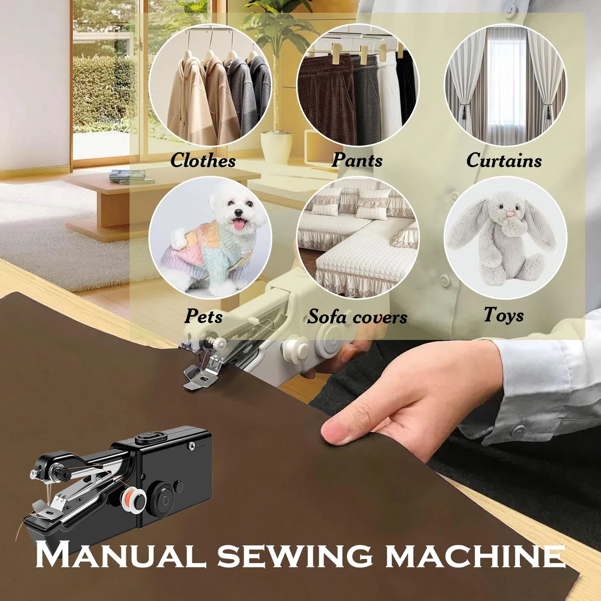 HhBdy Macchina da Cucire Portatile, Macchina Cucire Portatile Ricaricabile Sewing Machine Piccolo, Cucitrice Pratico, Cucito Accessori per Fai Da Te Abbigliamento Tessuto Tende