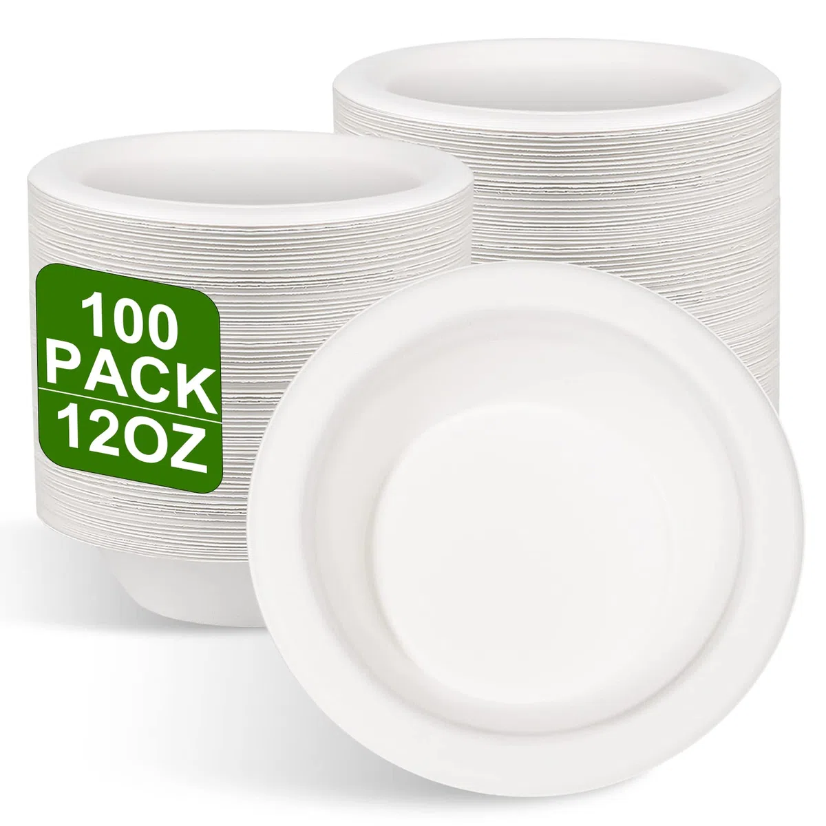 greensight 100 ciotole di carta usa e getta, 350 ml, di canna da zucchero, usa e getta, per zuppa, rotonde, bianche