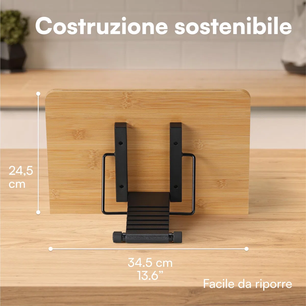 H&S Leggio per Libri da Tavolo in Bambù - Leggio da Tavolo per Libri - Porta Libro Scrivania e Studio - Supporto Portatile Spartiti e Tablet - Poggia Libro Lettura