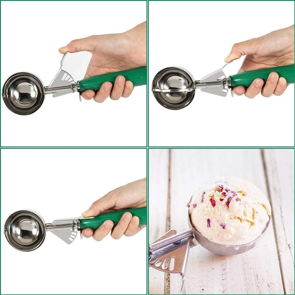 Cucchiaio gelato, Manico antiscivolo per impugnatura comoda, Acciaio inox alimentare, 9 colori disponibili, Ideale per gelateria caffetteria casa
