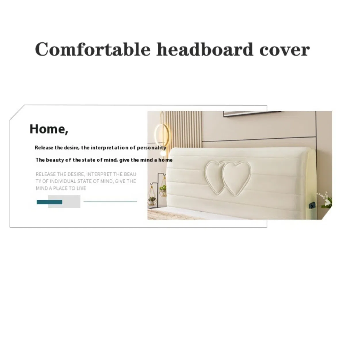 Cuscini Per Testata Letto in Velours Elasticizzati Imbottiti Protezione Completa Lavabile E Antipolvere Per Letto Matrimoniale Singolo King,Cream,180cm