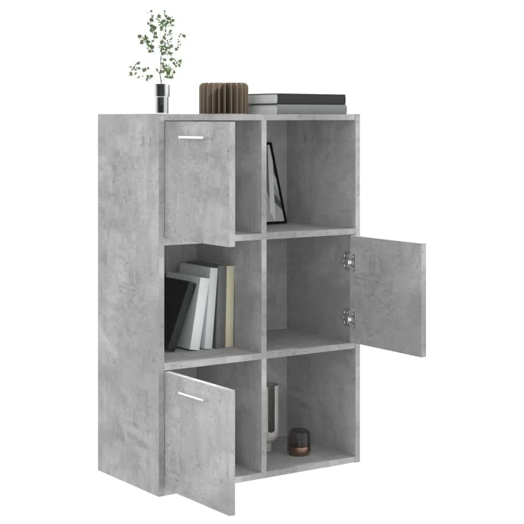Scaffale per soggiorno, libreria, scaffalatura decorativa, per libri, soggiorno, studio, ufficio, grigio cemento, 60 x 29,5 x 90 cm