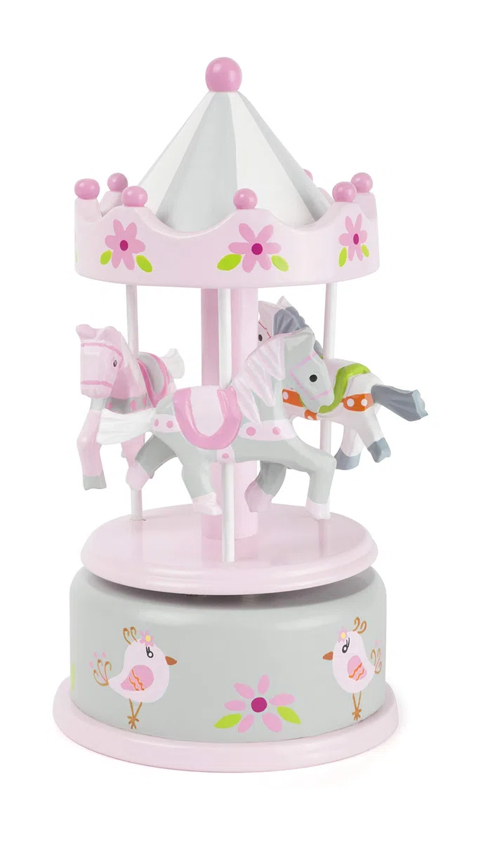 Small Foot 11230 Carillon per Bambini giostra dei Cavalli, in Legno, con Melodia, Ideale Come Ninna Nanna