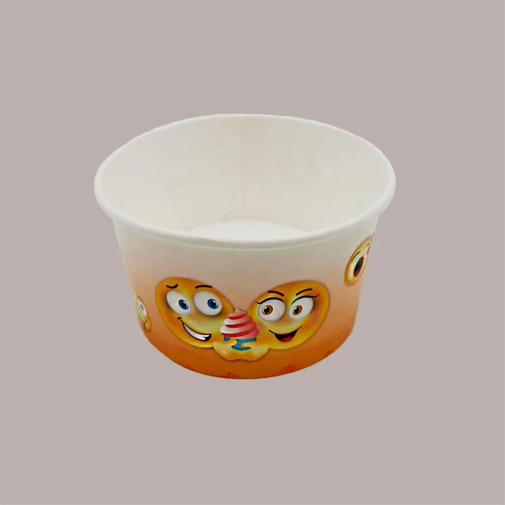 Lucgel Coppetta Bicchiere per Gelato in Carta Grafica Emoticon Emoji 140cc - 200 pezzi -