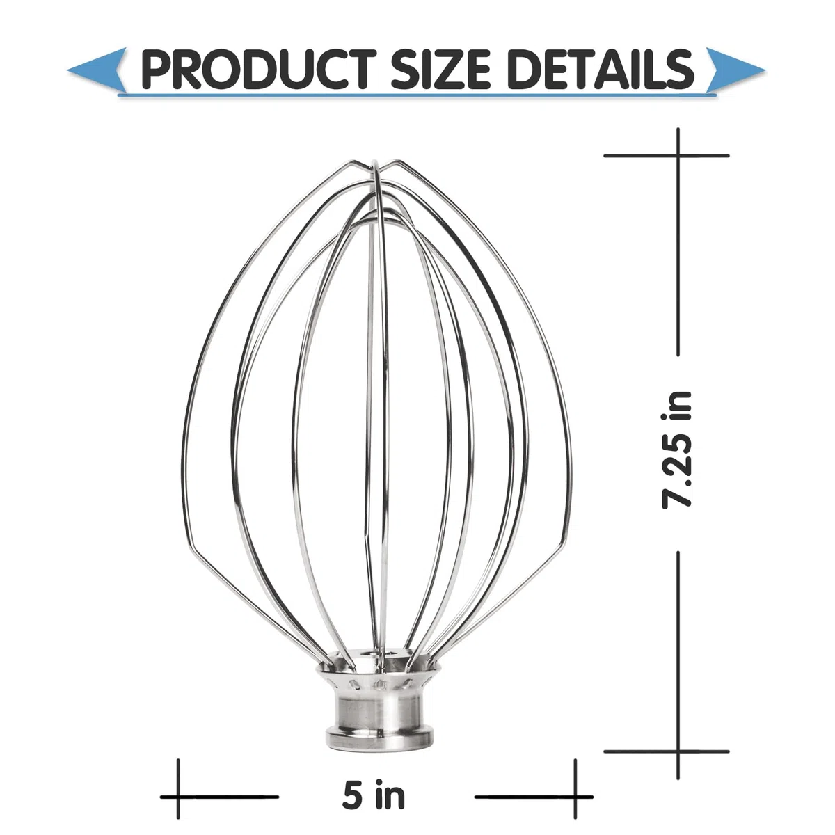 K5AWW - Frusta a filo di ricambio in acciaio inossidabile inox per mixer KitchenAid da 5 Quarti, frusta a 6 fili, accessori per mixer KitchenAid