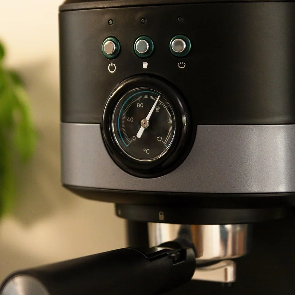 Cecotec Macchina da Caffè Espresso Power Espresso 20 Pecan Pro. 1100 W, Tecnologia ForceAroma da 20 bar, Vaporizzatore Orientabile, Braccio Doppio, Piastra Riscaldatrice per Tazze