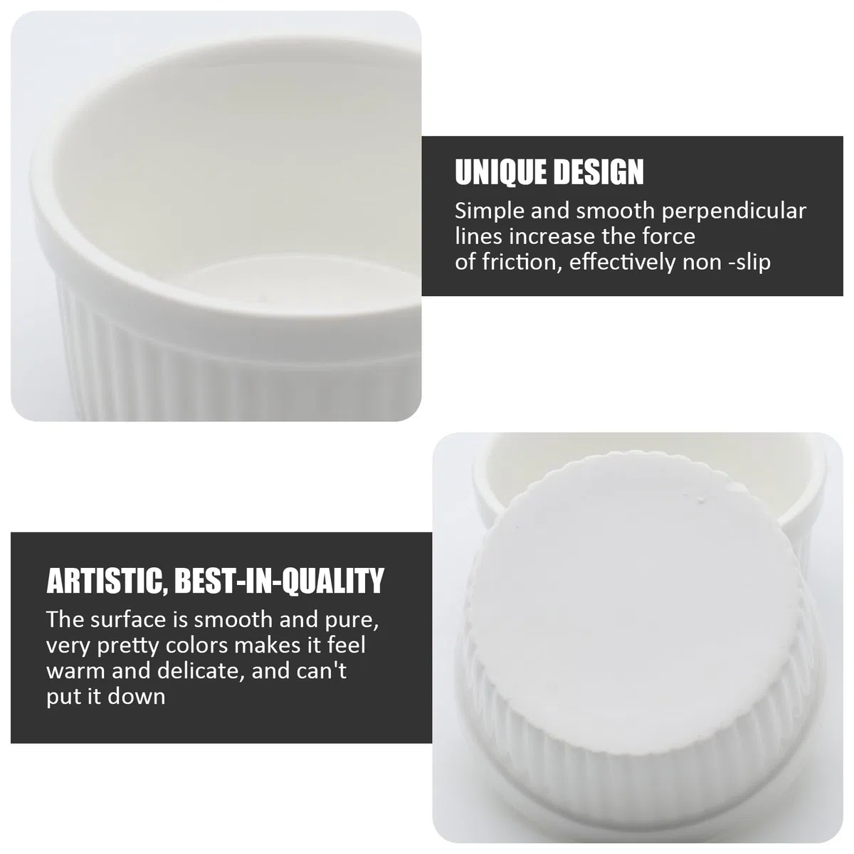6 Bowl in Ceramica Bianca e 6 Forchette, da 185ml, Cocotte in Porcellana, Pirottini da Forno o per Snack, Cocotte per Crème Brulee, Ideali per Soufflé, Tortino al Cioccolato, Budini ecc..