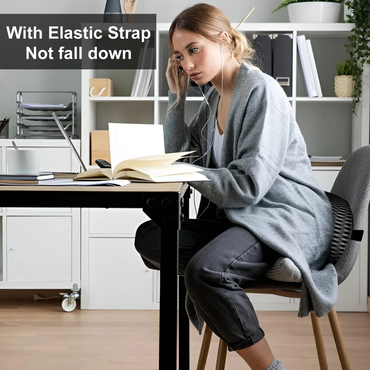 Cuscino ergonomico di supporto lombare, cuscino per schienale in memory foam di alta qualità, per sedia da ufficio, auto e giochi, design ortopedico per alleviare il dolore lombare, copertura in rete