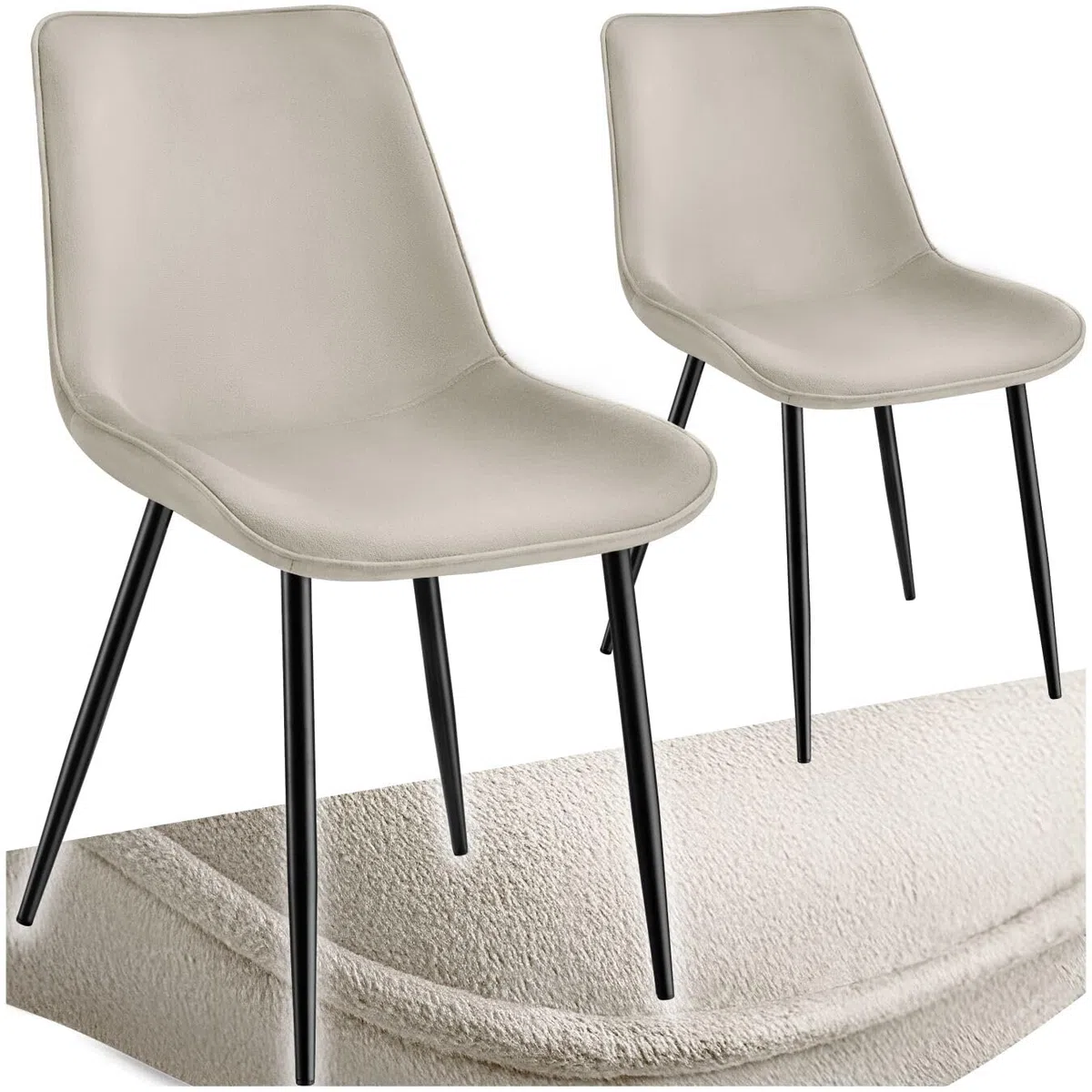 tectake® Set 2 Sedie Sala da Pranzo Effetto Velluto, Sedie Soggiorno con Morbida Imbottitura, Seduta Ergonomica, Poltrone Velluto Versatili, Sedie Design Moderno - Crema