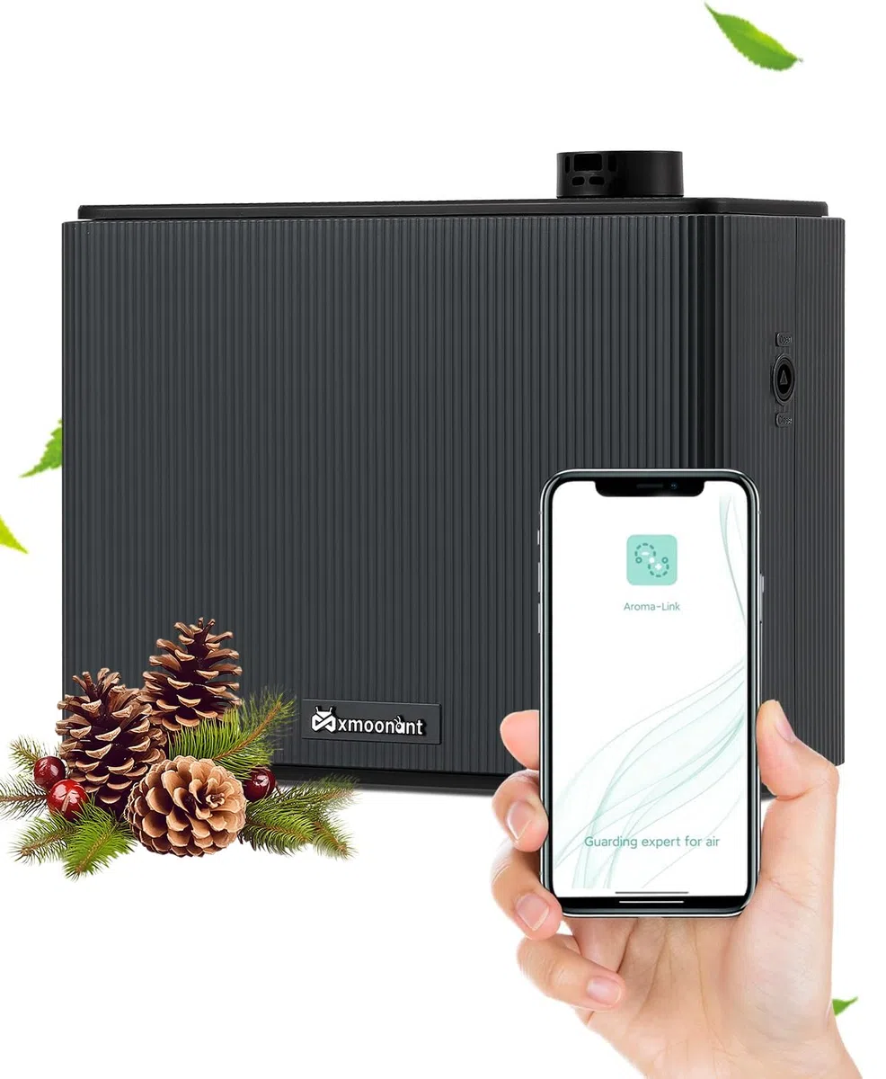Mxmoonant Diffusore di Oli Essenziali senza Acqua con Nebbia Fredda, Copertura 4000m³, Bottiglia di Olio da 1000ml, da Parete, App Control&Timer, Commerciale, per Auditorium, Negozio, Hotel