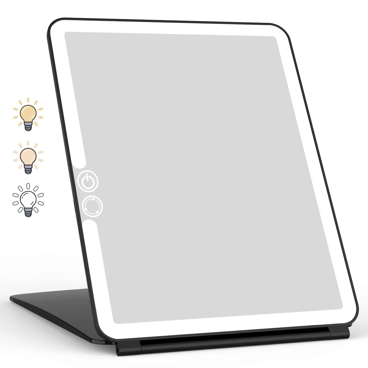 WEILY Specchio Trucco con 72 Luci LED, Touch Screen Tre Colori Regolabile, 2000 mAh USB Ricaricabile Specchio da Viaggio (Nero)