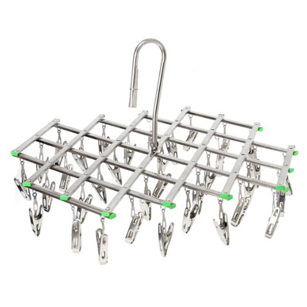 Stendino da appendere in acciaio INOX con 35 clip, per intimo e asciugamani, calze e altro.