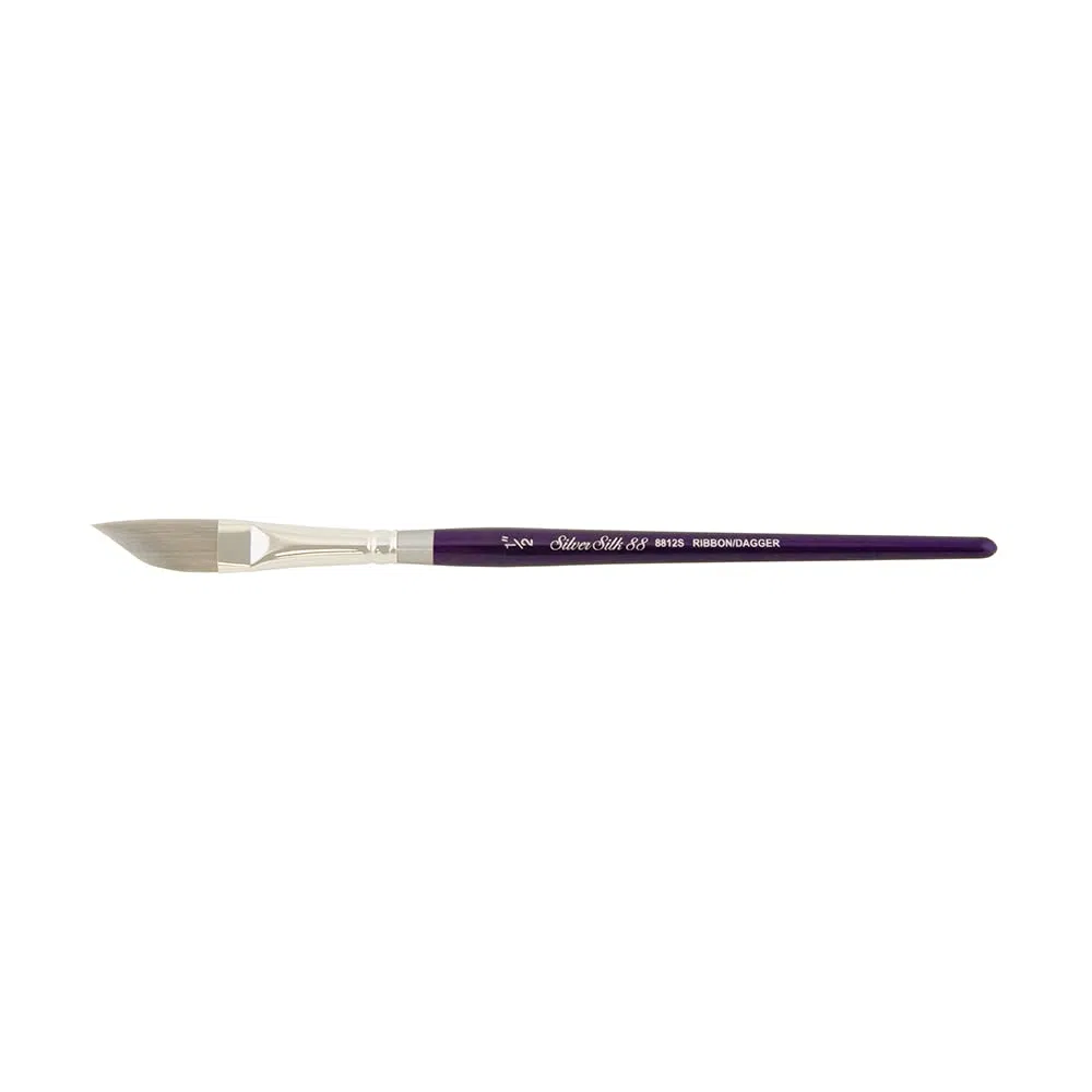 Silver Brush Limited 8812S - Pennello a spada Silver Silk - Per acquerelli, gouache e colori acrilici - Manico corto - 1/2"