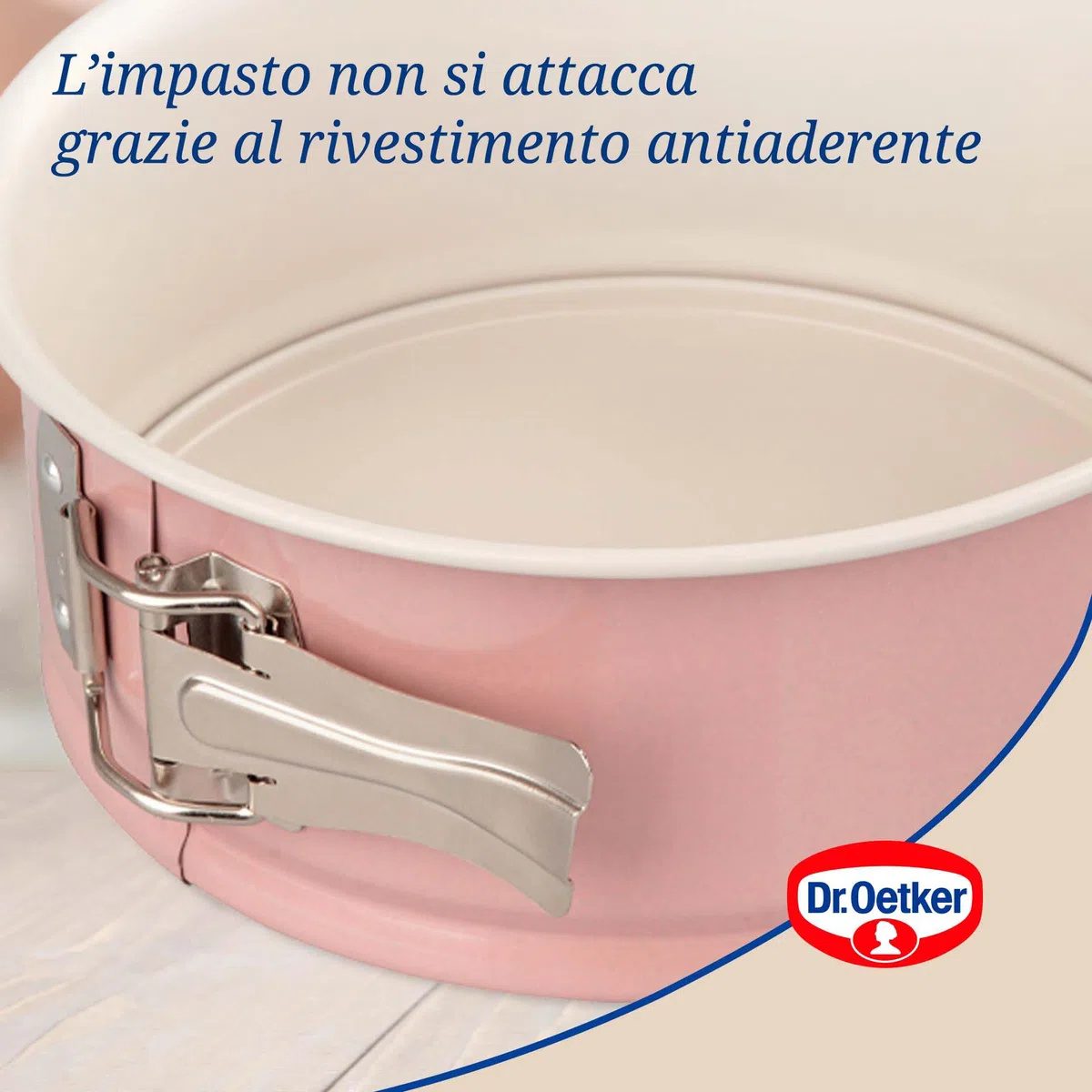Dr.Oetker Stampo apribile in acciaio rivestito con ceramica rinforzata ø18cmx8, Linea Retrò, colore: rosa e panna, quantità: 1 pezzo
