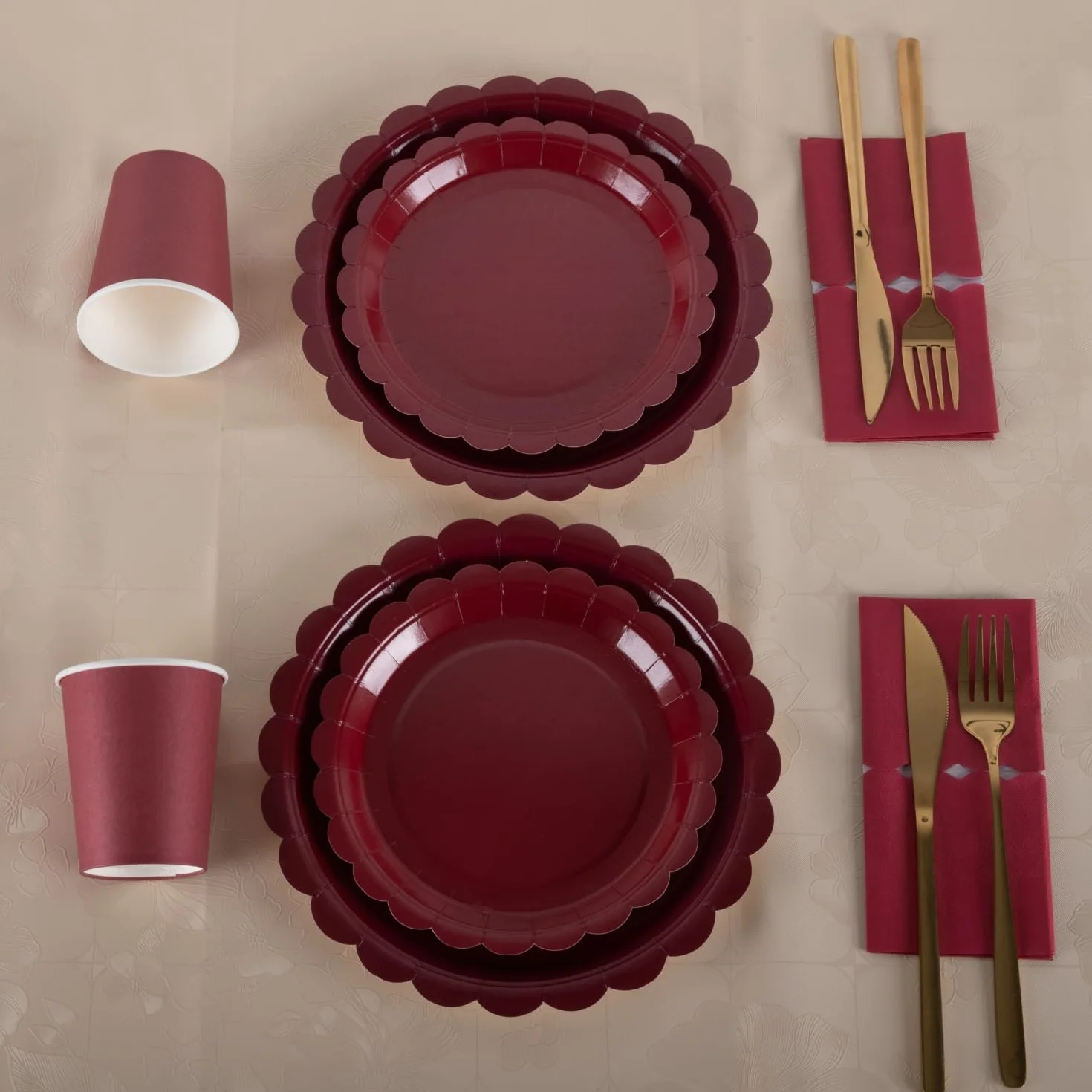 Set di stoviglie per feste per 30 ospiti, piatti di carta, tovaglioli e bicchieri da 18 cm e 23 cm, accessori per feste per compleanno, matrimonio, anniversario, Natale