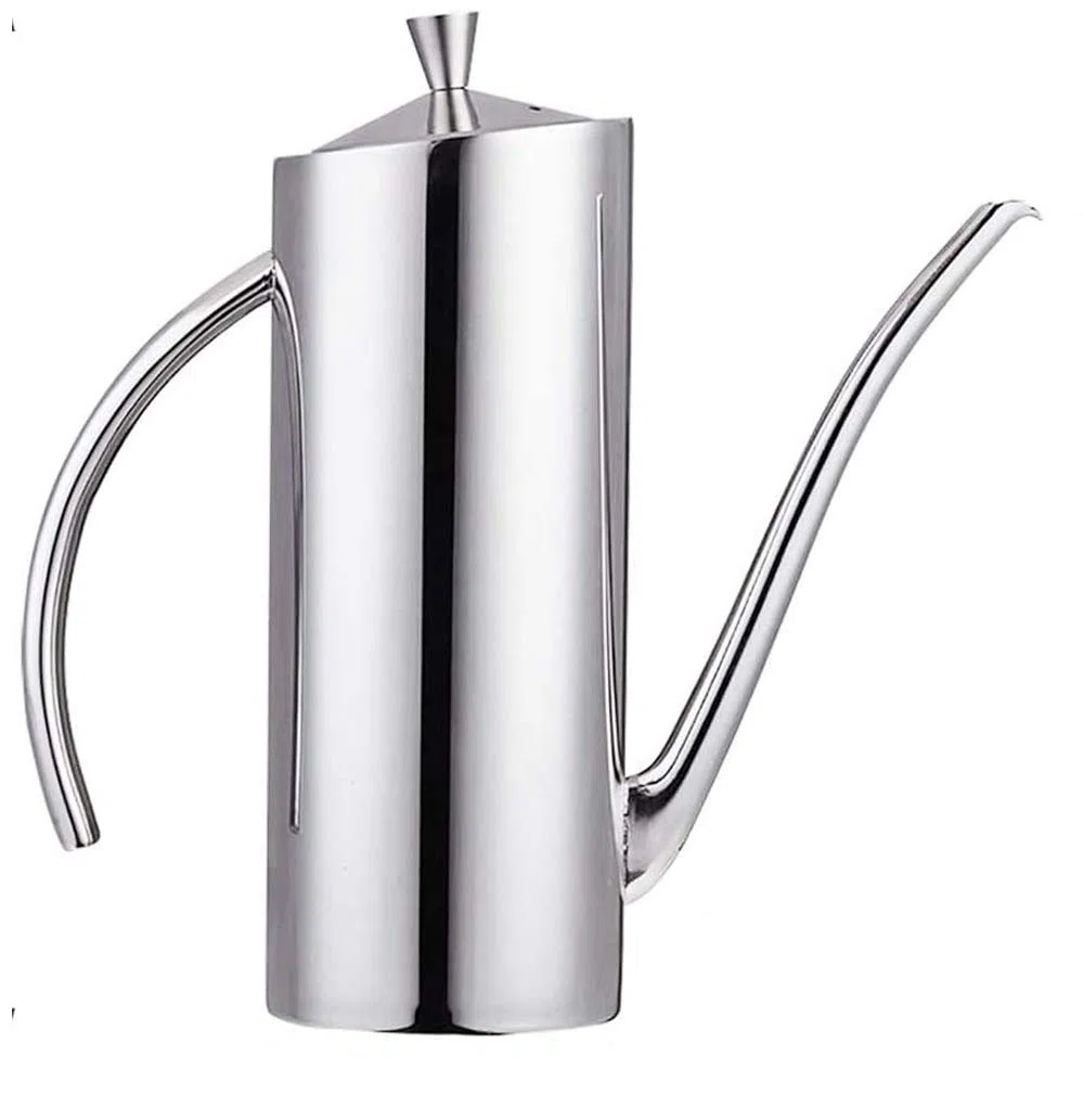 Dispenser olio da cucina in acciaio inossidabile con beccuccio per versatore, tappo anti-sporco, 500 ml